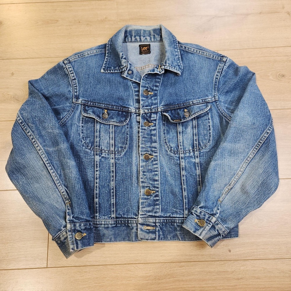 Vintage Lee Rider Jacket Mens Medium Blue Denim Trucker Western Made USA 153438